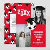 Soccer Afstuderen Sports Red kondiging Kaart (Voorkant / Achterkant)