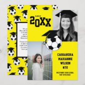 Soccer Afstuderen Sports Yellow Notice Kaart (Voorkant / Achterkant)