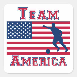 Soccer American Flag Team America Vierkante Sticker