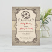 Soccer Baby shower Invitation  Retro Kaart (Staand voorkant)