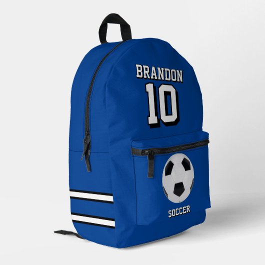 soccer backpacks blue personalized player gol bedrukte rugzak (Achterkant Hoek Links)