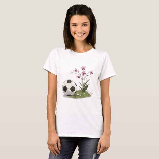Soccer Ball and Orchidaceae T-shirt (Voorkant volledig)