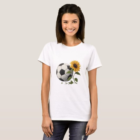 Soccer ball and sunflower t-shirt (Voorkant volledig)