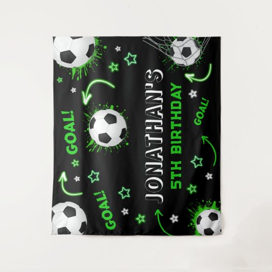 Soccer Ball Birthday Backdrop Wandkleed (Voorkant)