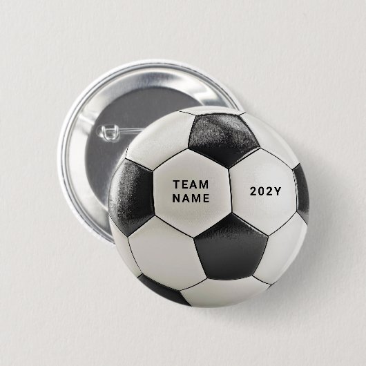 Soccer Ball Button Pin | Custom Team Name Buttons (Voorkant /achterkant)