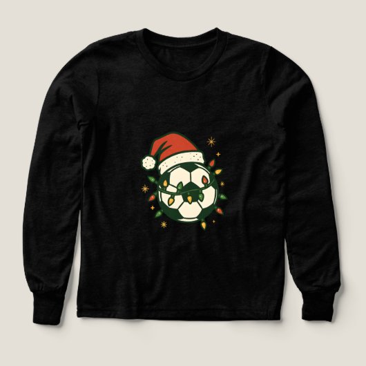 Soccer Ball Christmas Lights Santa Hat Funny  (Voorkant)