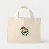 Soccer Ball Christmas Lights Santa Hat Funny  Mini Tote Bag (Voorkant)