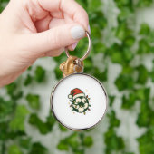 Soccer Ball Christmas Lights Santa Hat Funny  Sleutelhanger (Hand)