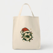 Soccer Ball Christmas Lights Santa Hat Funny Tote Bag (Voorkant)