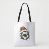 Soccer Ball Christmas Lights Santa Hat Funny  Tote Bag (Voorkant)