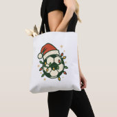 Soccer Ball Christmas Lights Santa Hat Funny  Tote Bag (Dichtbij)