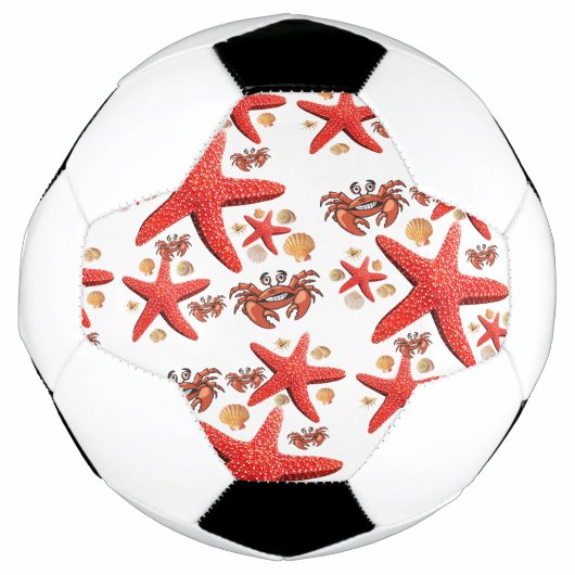 Soccer Ball Crab Stars Beach Fun Voetbal (Voorkant)