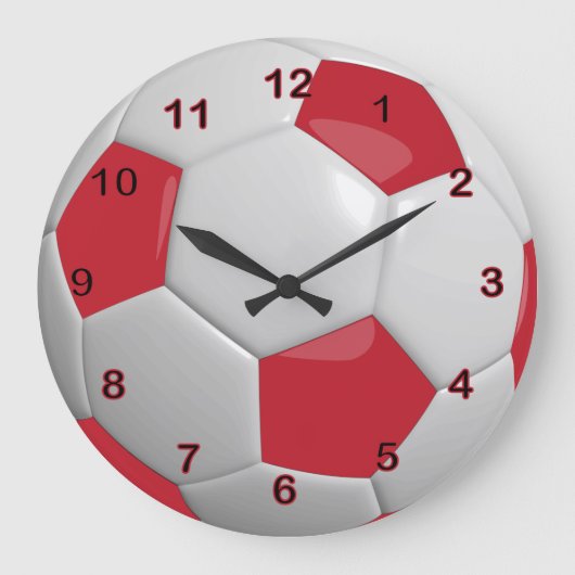 Soccer Ball | Dark Red Grote Klok (Voorkant)