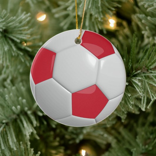 Soccer Ball | Dark Red Keramisch Ornament (Boom)