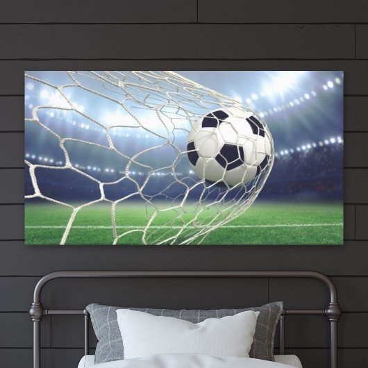 Soccer Ball Goal Net Stadium Action Canvas Afdruk