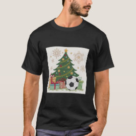 Soccer ball next to the Christmas tree T-shirt