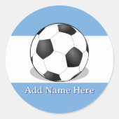 Soccer Ball on Light Blue and White Background Ronde Sticker (Voorkant)