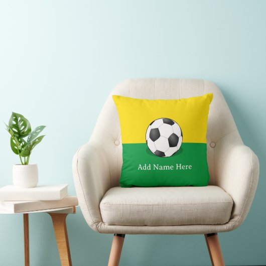 Soccer Ball on Yellow and Green Background Kussen (Stoel)