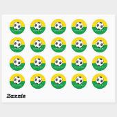 Soccer Ball on Yellow and Green Background Ronde Sticker (Vel)