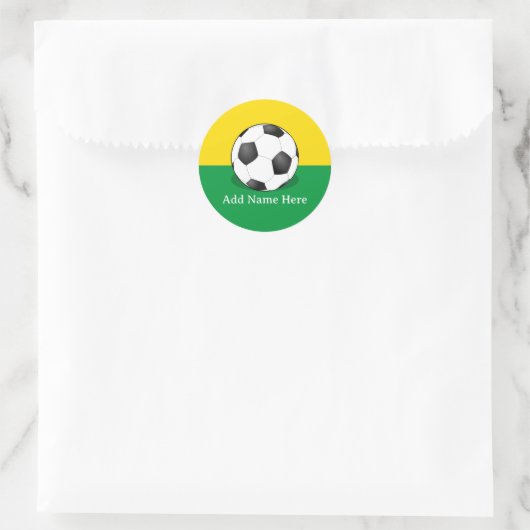 Soccer Ball on Yellow and Green Background Ronde Sticker (Tas)