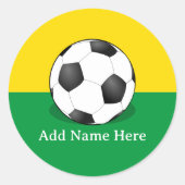 Soccer Ball on Yellow and Green Background Ronde Sticker (Voorkant)