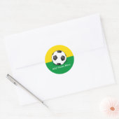 Soccer Ball on Yellow and Green Background Ronde Sticker (Envelop)