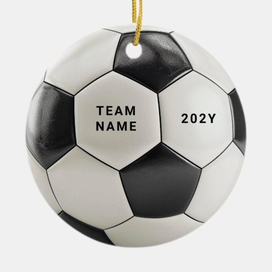 Soccer Ball Ornament | Personalized Team Name Year (Voorkant)