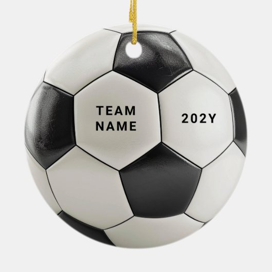 Soccer Ball Ornament | Personalized Team Name Year (Achterkant)