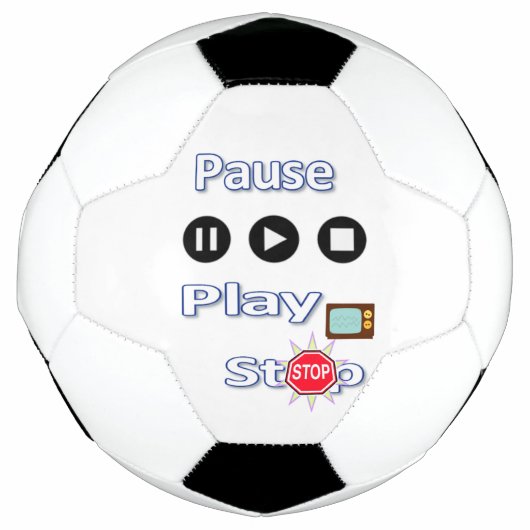 Soccer Ball Play Pause Stop Voetbal (Voorkant)