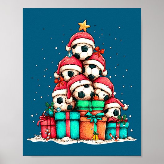 Soccer Ball Player Le Christmas Tree Xmas Long Sle Poster (Voorkant)