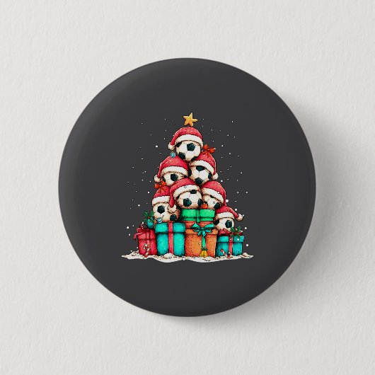 Soccer Ball Player Le Christmas Tree Xmas Long Sle Ronde Button 5,7 Cm (Voorkant)