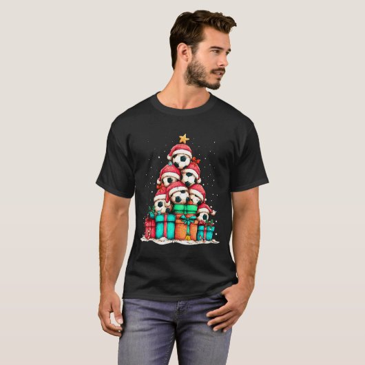 Soccer Ball Player Le Christmas Tree Xmas Long Sle T-shirt (Voorkant volledig)