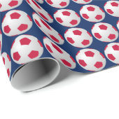 Soccer Ball Red, White and Blue Cadeaupapier (Rol Hoek)
