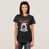 Soccer Ball Santa Hat Reindeer Christmas Lights Bo T-shirt (Voorkant volledig)