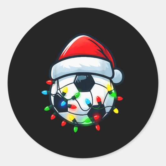 Soccer Ball Santa Hat Xmas Pajamas Players Toddler Ronde Sticker (Voorkant)