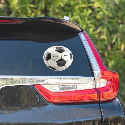 Soccer Ball Vinyl Sticker | Personalized Team Name (Auto Zijkant)