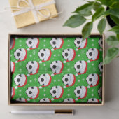Soccer Ball Wearing Santa's Hat & Snowflakes Green Tissuepapier (Geschenk)