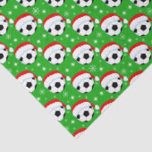 Soccer Ball Wearing Santa's Hat & Snowflakes Green Tissuepapier (Detail)