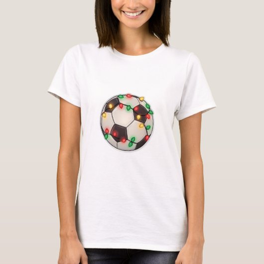Soccer Ball with Christmas Lights T-shirt (Voorkant)