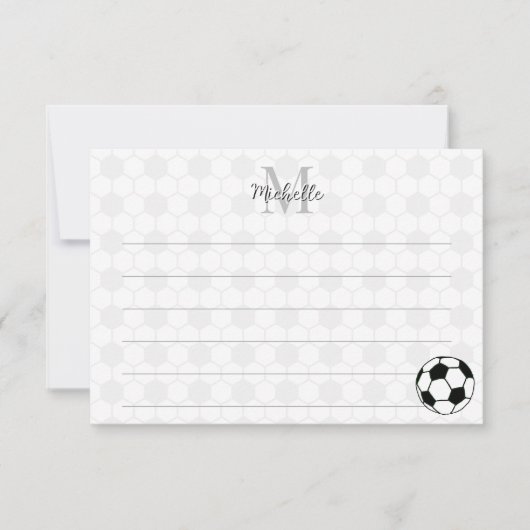 Soccer Balls Black and White Custom Lined Monogram Notitiekaartje (Voorkant)