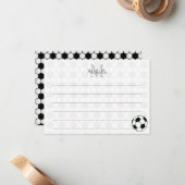 Soccer Balls Black and White Custom Lined Monogram Notitiekaartje (Voorkant / Achterkant in situ)