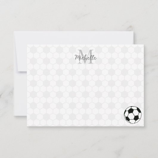 Soccer Balls Black and White Custom Monogram Notitiekaartje (Voorkant)