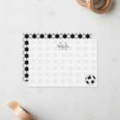 Soccer Balls Black and White Custom Monogram Notitiekaartje (Voorkant / Achterkant in situ)