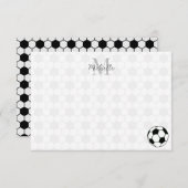 Soccer Balls Black and White Custom Monogram Notitiekaartje (Voorkant / Achterkant)