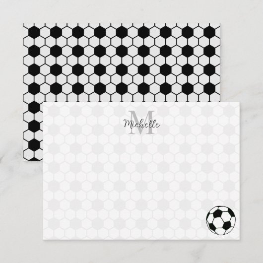 Soccer Balls Black and White Personalized Monogram Notitiekaartje (Voorkant / Achterkant)