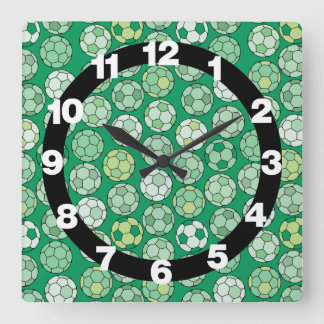 Soccer Balls Green Wall Clock Vierkante Klok