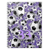 Soccer Ballz, paars gepersonaliseerd voetbal voor  Notitieboek (Voorkant)