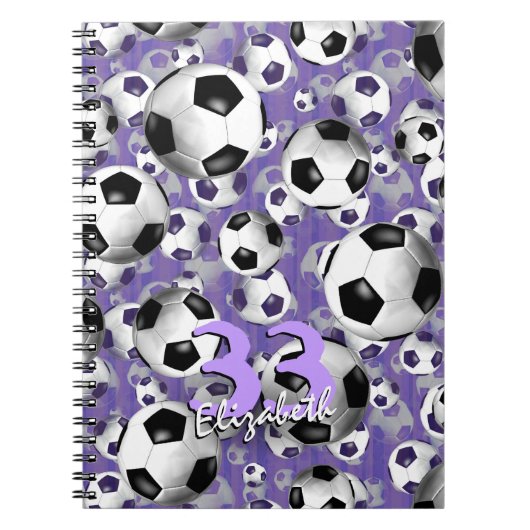 Soccer Ballz, paars gepersonaliseerd voetbal voor  Notitieboek (Voorkant)