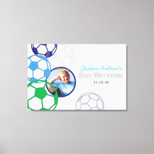SOCCER Bar Mitzvah Inloggen Foto Geheugenbord Canvas Afdruk (Voorkant)