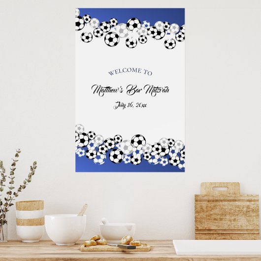 Soccer Bar Mitzvah Welkom Poster (Keuken)